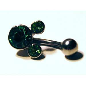   14g Naval Belly Ring   Micky Mouse Design (Green) 