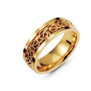   14K Yellow Gold Wedding Band Wire Weave Modern Ring Jewelry