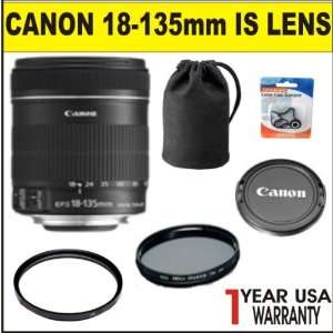  Canon EF S 18 135mm f/3.5 5.6 IS Lens (White Box) w/ UV Filter 