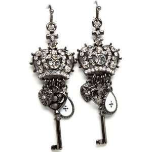  Renaissance Gothic Romance Crown and Key Fashion Earrings 