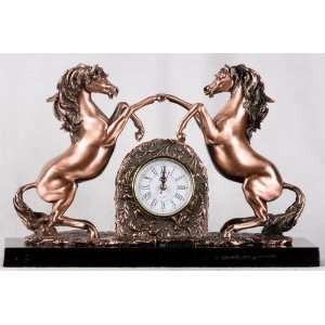  Twin Horse with Clock Sculpture 