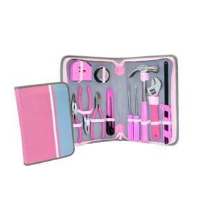  11pc General Tool Set Ladies Pink (Portable Zippered Case 