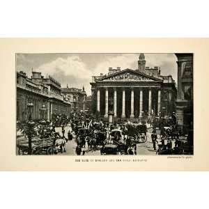  1902 Print Bank England Royal Exchange Cityscape Street 