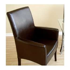    Bicast Full Dark Brown Leather Dining Arm Chair