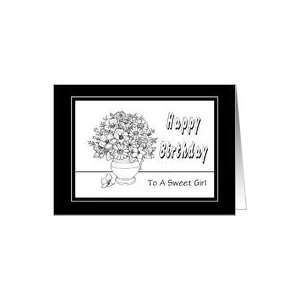   Happy Birthday Day For Girls Coloring Book Flowers Card Toys & Games