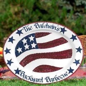  Personalized Barbeque Platter   Flag Pattern   16 inch 