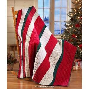  Red Green and White Striped Holiday Quilt 