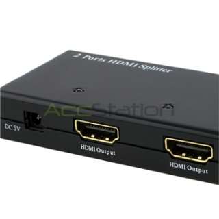 1x2 2 ports HDMI Amplifier Splitter Box+3Ft Hdmi Cable For PS3 LCD 