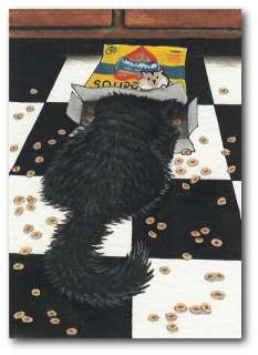 Black Cat Hamster Cheerios Cereal Prize Humor Fun Art   by BiHrLe LE 