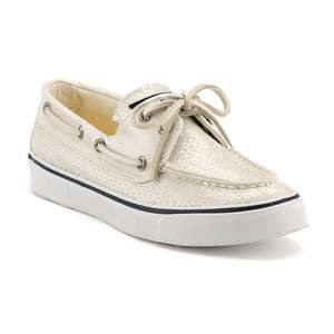 Womens Sperry Bahama White Sequins 9447160 Boat Shoe  