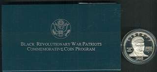 1998s, Black War Patriots, $1 PROOF Commemorative, in original box 
