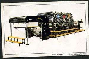 Harris 4 color Offset Lithographic Press AD Postcard  