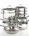 Belgique 14 Pc Stainless Steel Cookware Set w/ Silicone Handle 