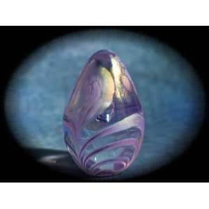  Glass Eye Studio 2 1/2 Combed Lavender Egg Paperweight 