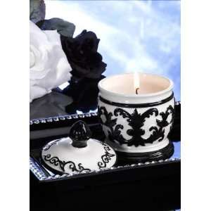  Damask Victorian Design Ceramic Candle White Orchid 