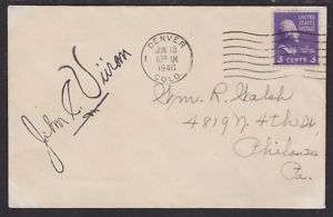 John C. Vivian, CO Governor 1943 47, signed Cover  