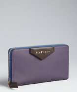 Givenchy purple and dark brown leather zip around continental wallet 