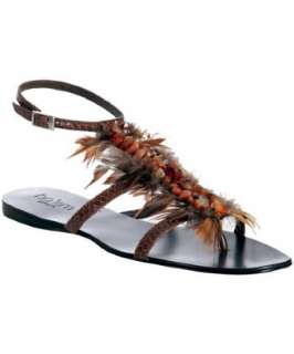 Boem brown snake leather Jane feather t strap sandals   up 