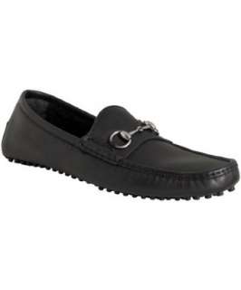 Gucci black leather shearling lined horsebit loafers   up to 