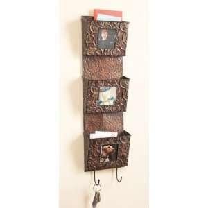   Antique Copper Hanging Mail Rack & Picture Holder