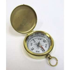  Brass Pocket Compass, White Dial, with Lid 1 1/4 Inches 