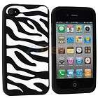 Silicone Zebra Black White Rubber Skin Case Cover for Apple iPhone 4S 