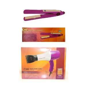   Brilliance Flat Iron & CHI Deep Brilliance Hair Dryer Purple Combo Set