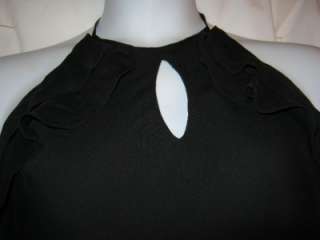 Lauren by Ralph Lauren black silk ruffled halter top evening gown size 
