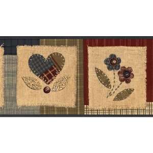 Blue Country Patchwork Wallpaper Border