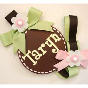   painted round wall letter hair bow holder   chocolate