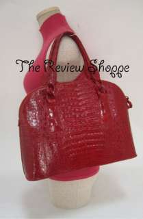 Nancy Gonzalez Shiny Genuine Crocodile Satchel Tote Bag Purse Red 