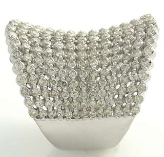 Wide 3.10 Ct Round DIAMONDS Fashion Wedding BAND RING 14K White Gold 