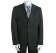 prada black pinstriped cotton silk 3 button suit with flat front 