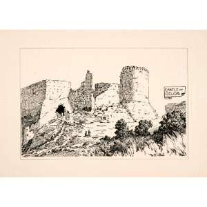   Castle Spain Fortification Fortress W.J. Hall Art   Original