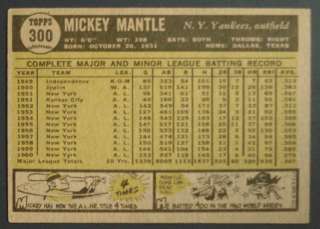1961 TOPPS BASEBALL #300 MICKEY MANTLE EX  