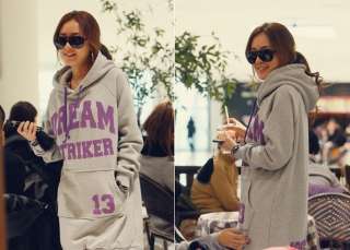 Korea Winter Simple Letter Thick Hoodie Loose Long Tops Outerwear 4 