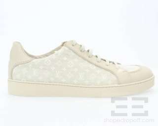 Louis Vuitton Beige Monogram Canvas & Leather Trim Mens Low Sneakers 