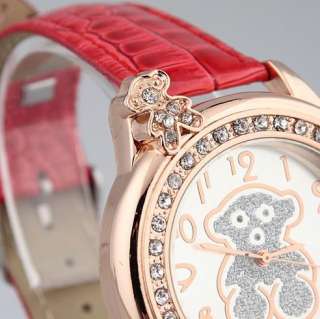 New fashion cute Bear design girl watch crystal woman wristwatches 