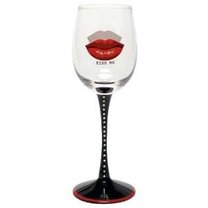 Santa Barbara Kiss Me Wine Glass 