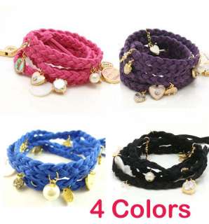 Multi element fashion velvet rope bracelet  