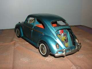   Battery Operated Toy Tin Volkswagen Beetle Bug Car w Driver  