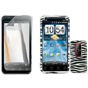  HTC EVO 3D Combo Black/White Zebra Protective Case Faceplate Cover 