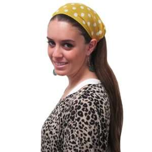  Yellow Large Polka Dot Wide Headband