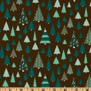  44 Wide Wrap It Up Holiday Trees Teal/Brown Fabric By 