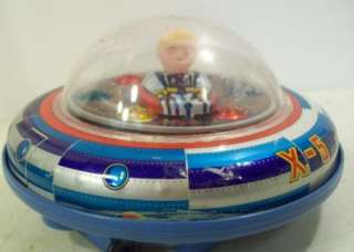   Japan X 5 SPACESHIP Astronaut Tin Litho Battery Op Bump n Go Space Toy