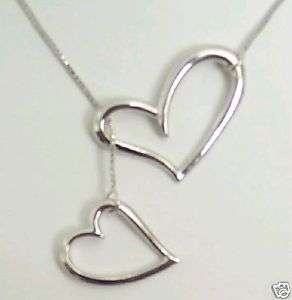 925 Sterling Silver open Heart Lariat Necklace Awsome  