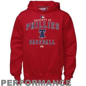  Phillies Youth Red Property Of Performance Hoody Sweatshirt 