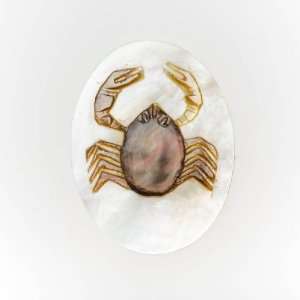  30x22mm Zodiac Cancer Shell Cameo Arts, Crafts & Sewing