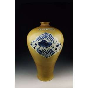  one Cream colored glaze Porcelain Lidded Plum Vase with 