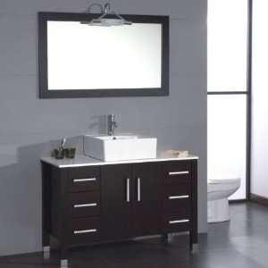  48 inch Wood & Porcelain Single Vessel Sink Bathroom 